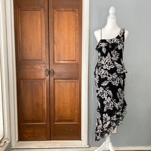 Cache 2 Piece Black and White Floral 100% Silk Set